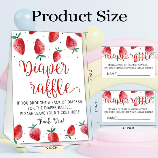 Berry sweet Diaper Raffle Tickets for Baby Shower Game, 1 Standing Sign(5 * 7 Inch) & 50 Guessing Cards for Baby Shower Party Decoration