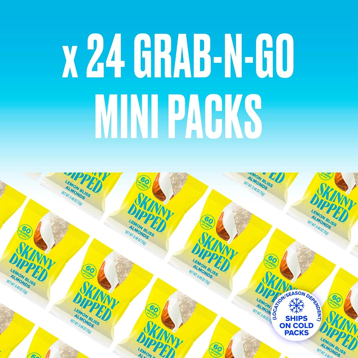 SkinnyDipped Lemon Bliss Almonds, Mini Snack Packs, Chocolate Covered Almonds, Low Sugar, Gluten Free, Healthy Snack, 24 Count