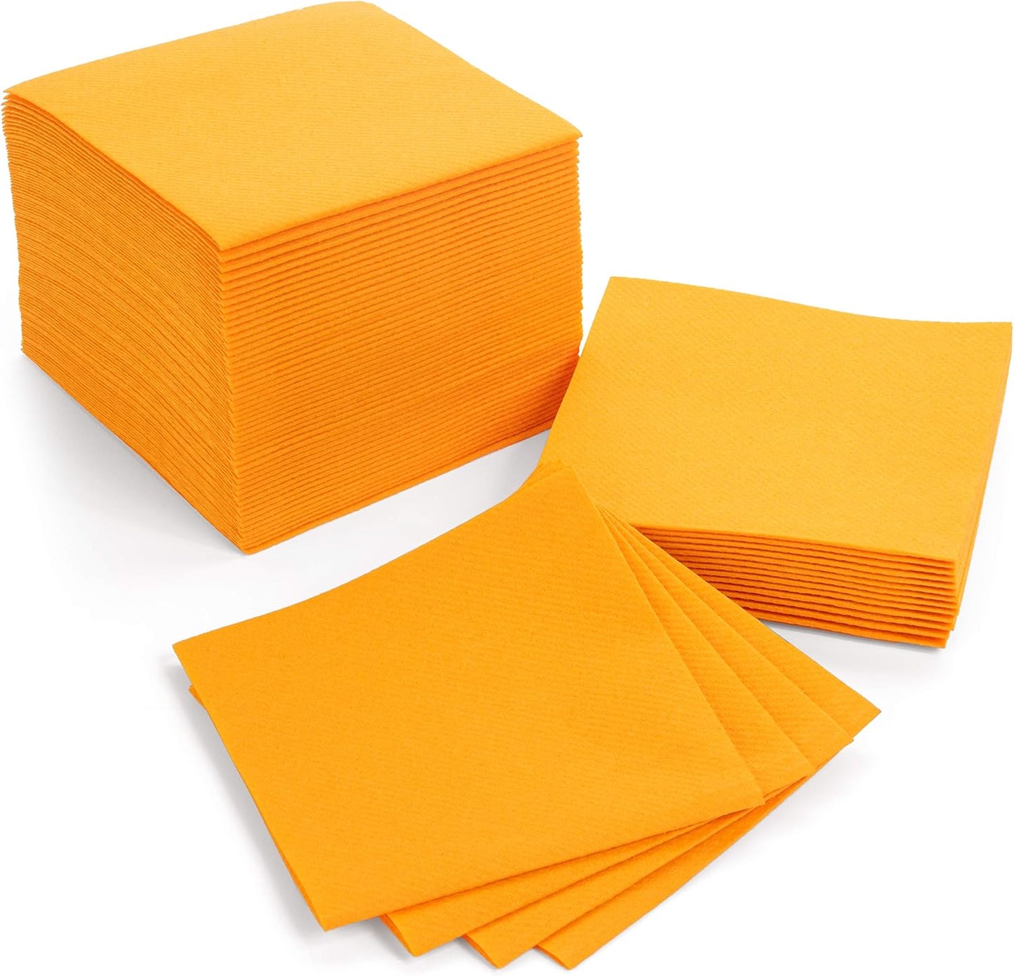 AH AMERICAN HOMESTEAD Paper Cocktail Napkins - Linen-Like Disposable Beverage Bar Napkins 4.75" x 4.75" - Bulk Square Napkins - Ideal for Party or Wedding (Orange/Curry -100 Count)