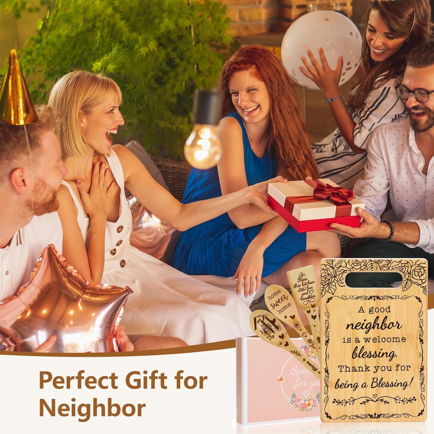 Neighbors Gifts, Thank You Gift for Neighbors, Housewarming Gift for Neighbors, Christmas Gift for Neighbors, Welcome Neighbors Cutting Board Set Gift, A Good Neighbor is a Welcome Blessing