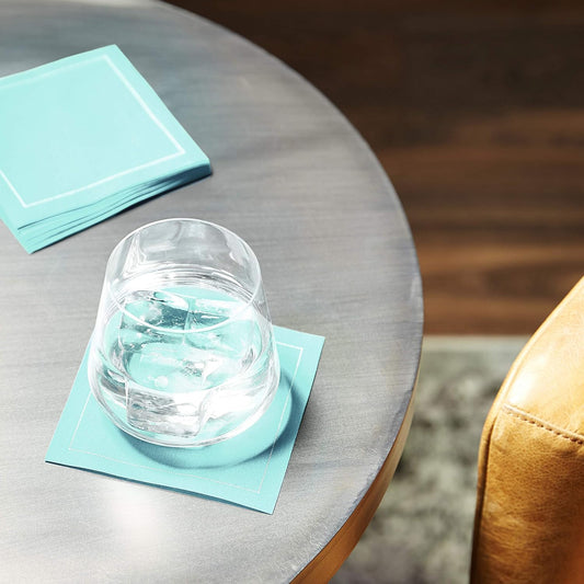 Five Star Cocktail Napkins, 50 Luxury Cotton Disposable Cocktail Party Napkins, 4.5" x 4.5" for Home Bars, Game Nights, Beverages, Birthdays, Weddings & Holidays, Sea Glass