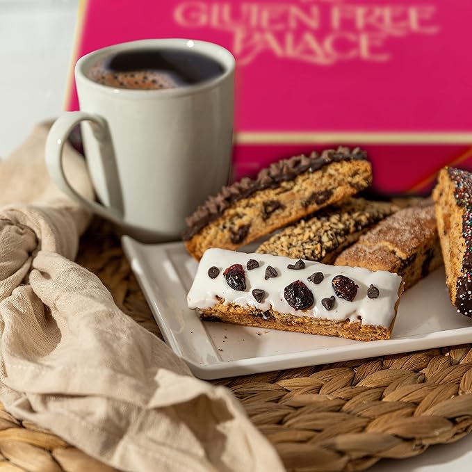 Gluten Free Palace Biscotti Cookies Gift Basket – Gluten Free Holiday Cookies for Thanksgiving, Christmas, and New Year – Assorted Biscotti - Gluten Free Basket for Adults (8 Pieces)