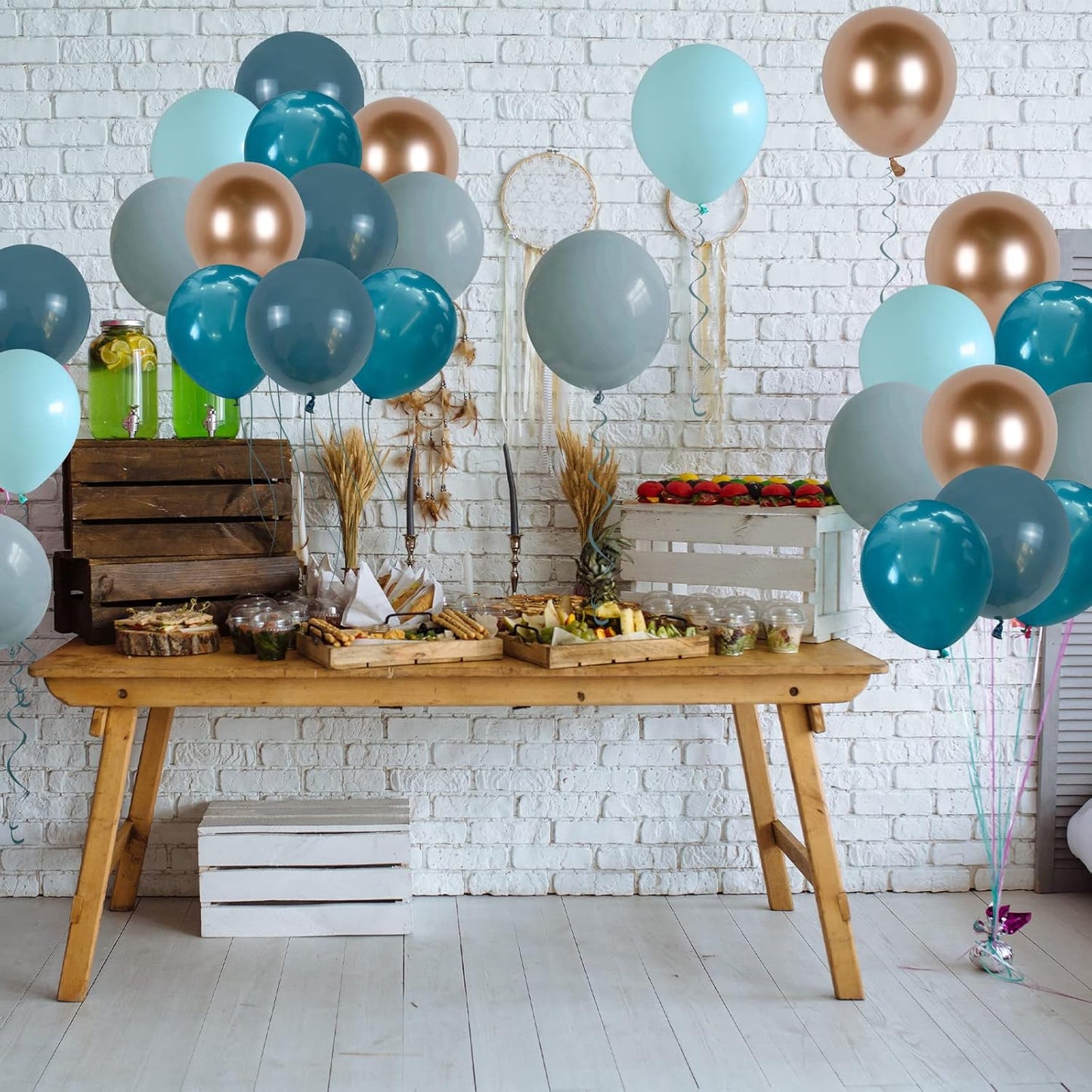 Blue Balloons Dusty Peacock Balloons Champagne Gold Assorted Muted Blue Balloon for Whale Theme Party Decorations Under the Sea Birthday Slate Teal Blue Balloon for Arch Graduation Baby Shower