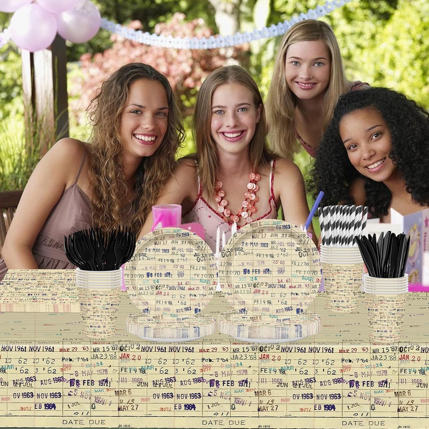 169 Pcs Due Date Card Book Party Supplies for Girls Boys Club Vintage Beverage Baby Shower Party Decorations Napkins and plate Book Lovers Gifts or Reading Themed Dinnerware for 24 Guests