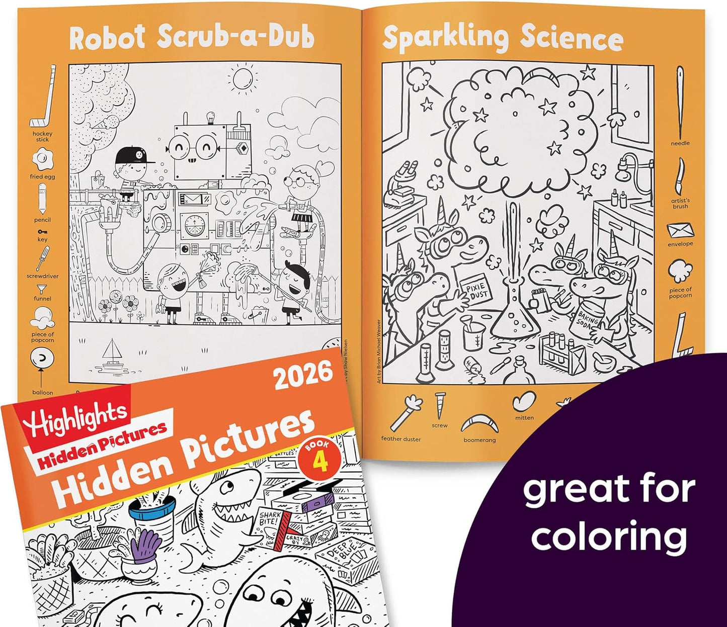 Highlights Hidden Pictures 2026 Activity Books for Kids Ages 6 and Up, 4 Puzzle Books Packed with Hidden Object Fun, Coloring Pages, and Seek and Find Fun