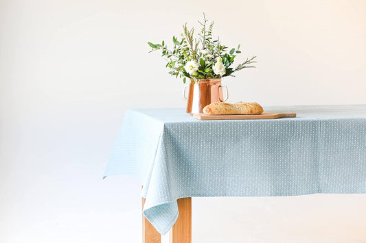 60x90 in Cotton Tablecloth – Large Rectangular Dining Table Cover for Kitchen, Weddings, Parties, Indoor or Outdoor Picnic and Everyday Décor – Blue