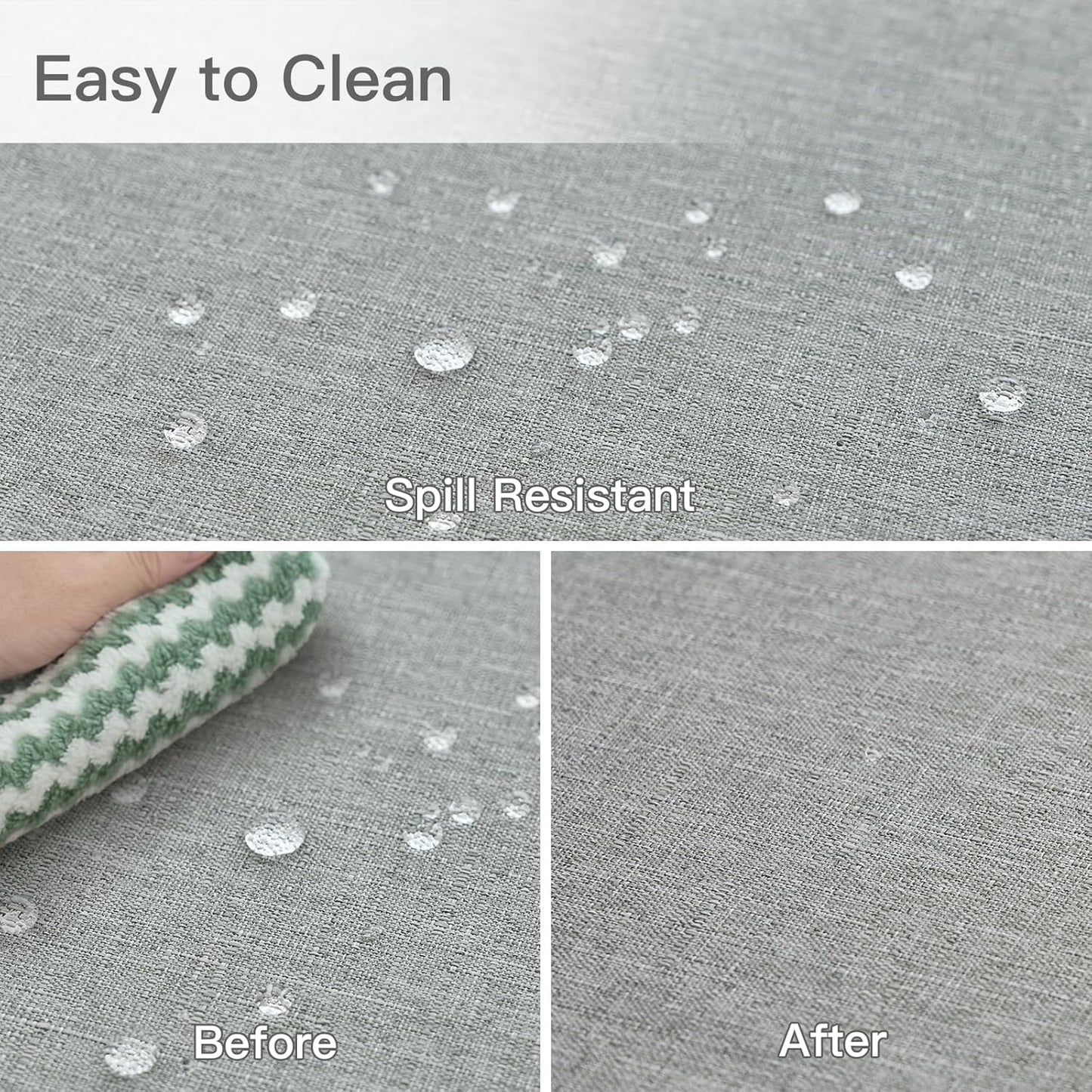 maxmill Linen Texture Tablecloth Water Resistant Antiwrinkle Spillproof Wipeable Washable Soft Fabric Table Cloth for Dining Room, Buffet Banquet Party Holiday, Rectangular 60 x 108 Inch, Light Grey
