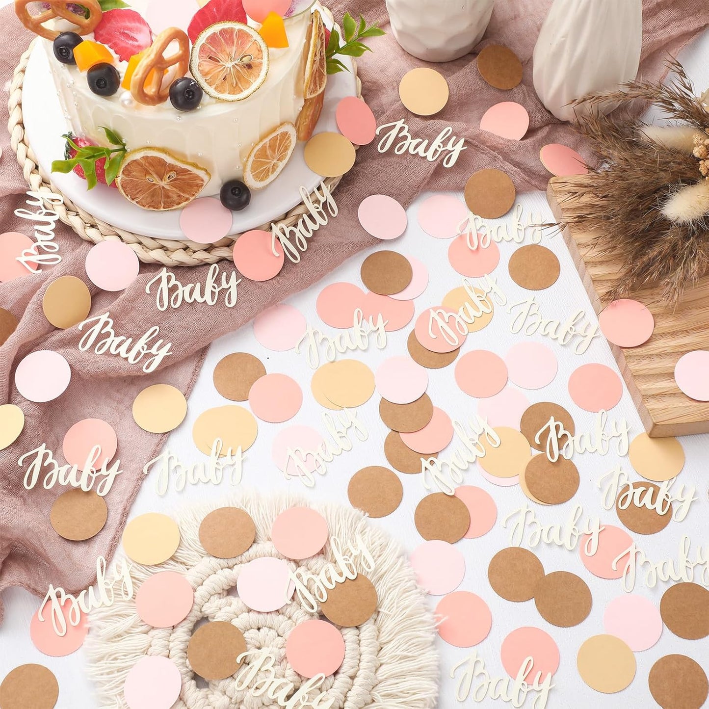 Minatee 400 Pcs Baby Shower Confetti Decorations Table Confetti Dots Gender Reveal Wedding Decor (Modern Color,Round Style)