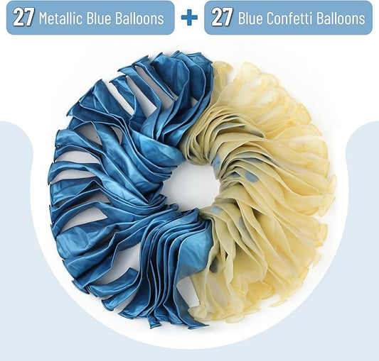 Mr. Pen- Metallic Balloons, 12 Inch, 54 Pack, Metallic Blue Balloons & Confetti for Birthday Party
