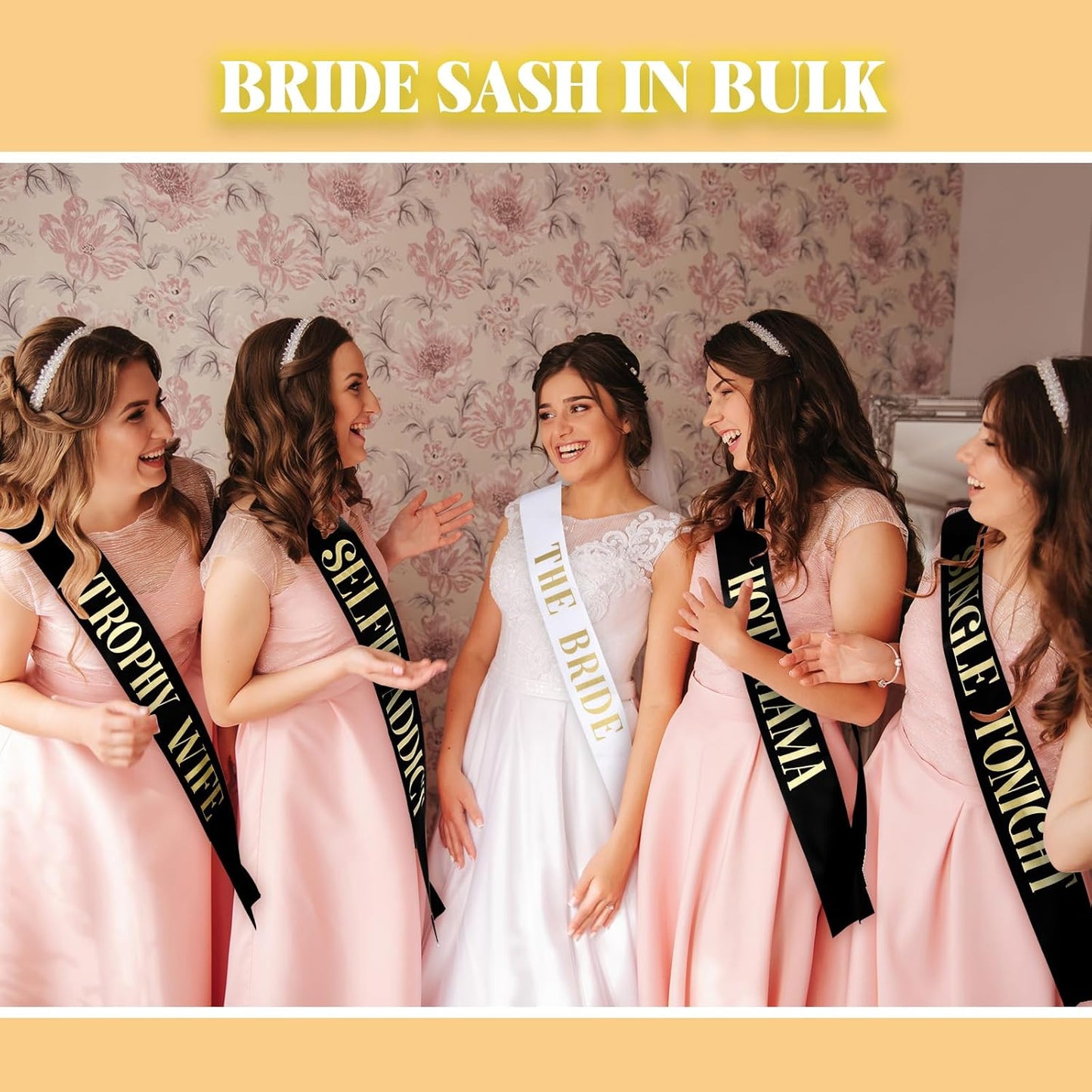 24 Pcs Bride Sash Bachelorette Party Bridesmaid Sashes Set Bridal Team Sash Bachelorette Party Sashes Bridal Shower Decorations Bride Gifts for Bridesmaids Maid of Honor(White Black)