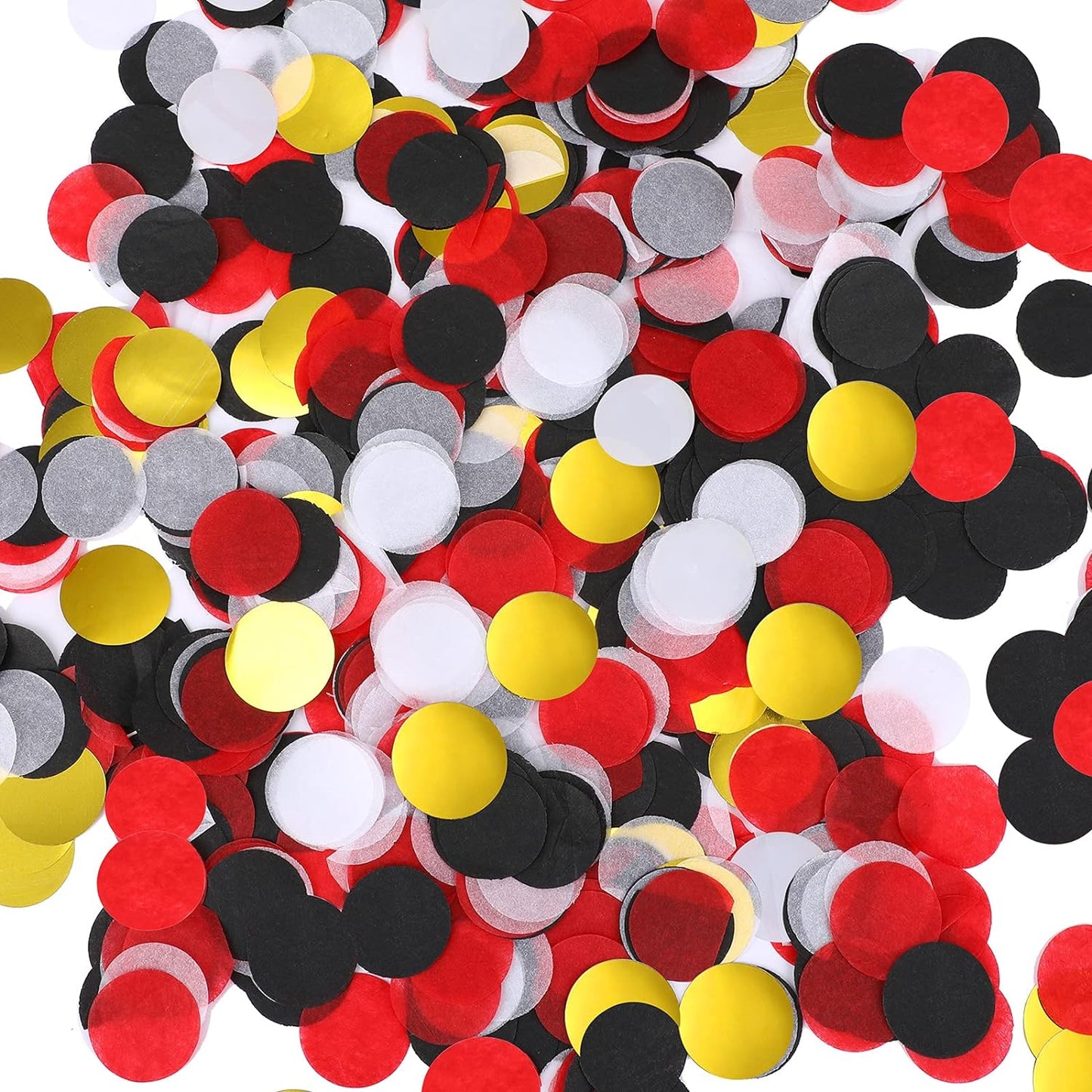 TecUnite Round Tissue Paper Table Confetti Dots for Wedding Birthday Party Decoration, 1.76 oz(Black White Red Gold Confetti,2.5 cm)