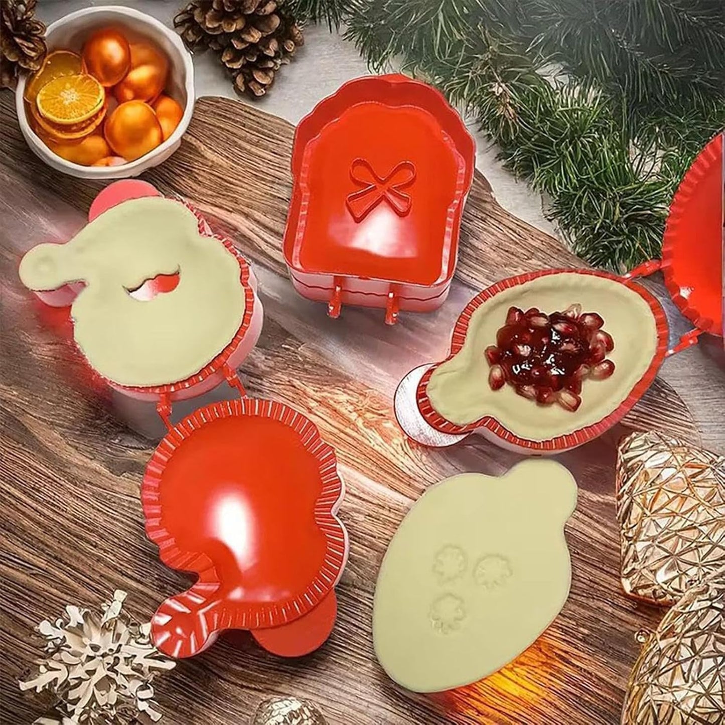 Holiday Mini Pie Mold, Hand Pie Press Molds Maker for Christmas Party Potluck Baking, Dough Presser Pies Molds for Fall, Thanksgiving & Christmas Festivals (6 Pcs-C)