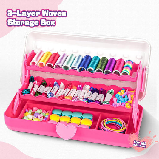 Cmiolacuna Friendship Bracelet Making Kit for Girls, 3-Layer Storage Box Arts and Crafts Bracelets Jewelry String Maker Kit Ages 8-12,Best Christmas Birthday Gift for Girls 6 7 8 9 10 11 12 Year Old