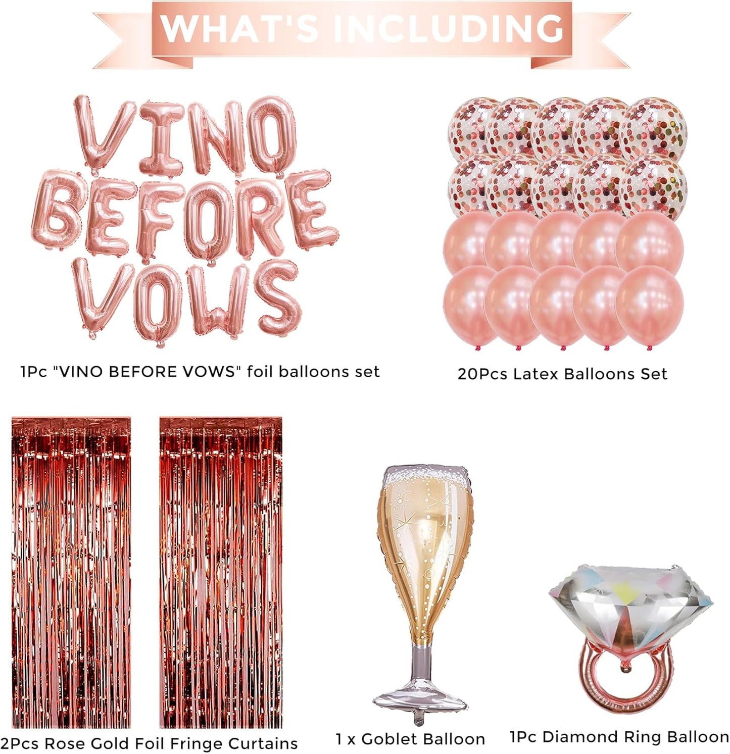 Bachelorette Party Decorations - Vino Before Vows Balloons, Bride To Be Decor, Bachelorette Supplies