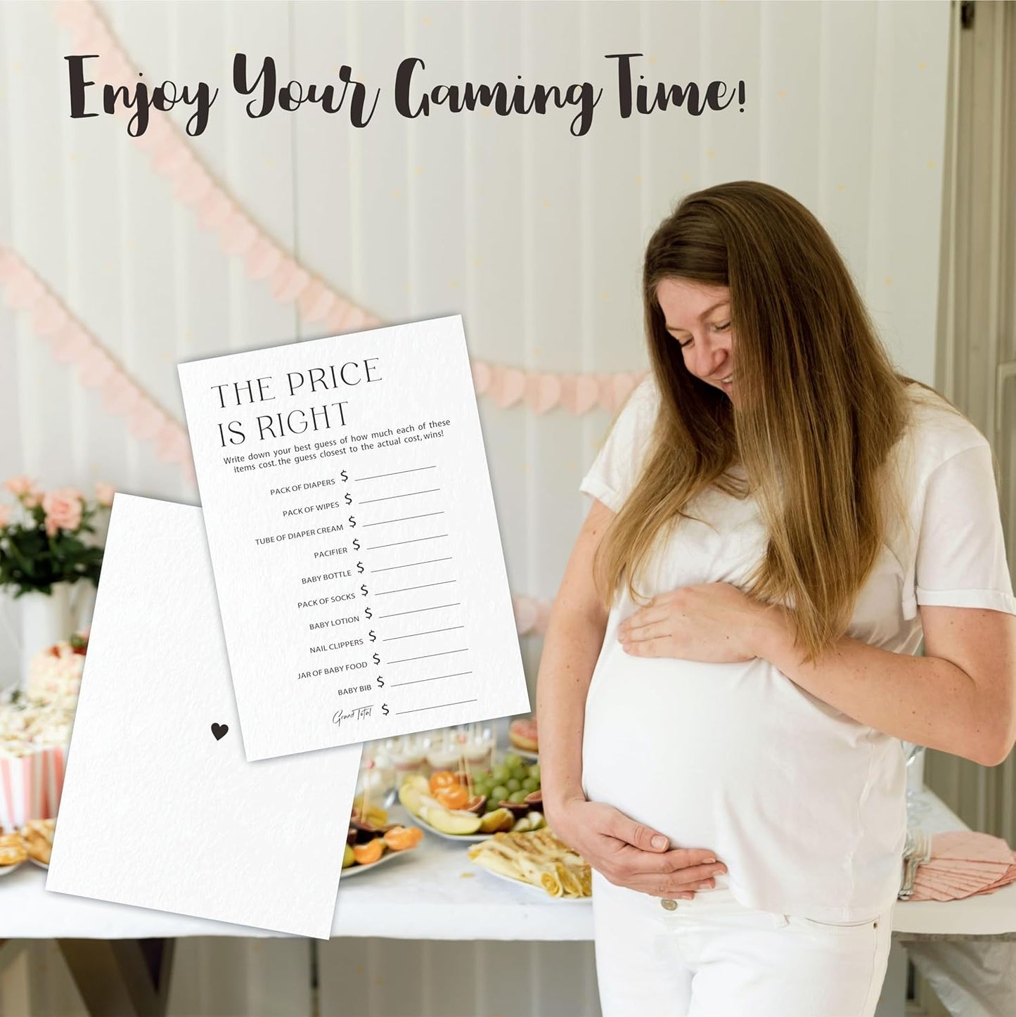 30 The Price Is Right Game Cards For Baby Shower Game & Activity - Minimalism Double-Sided Fill In Style Game Cards, Gender Neutral，Baby Shower Party Favors & Decorations -C09