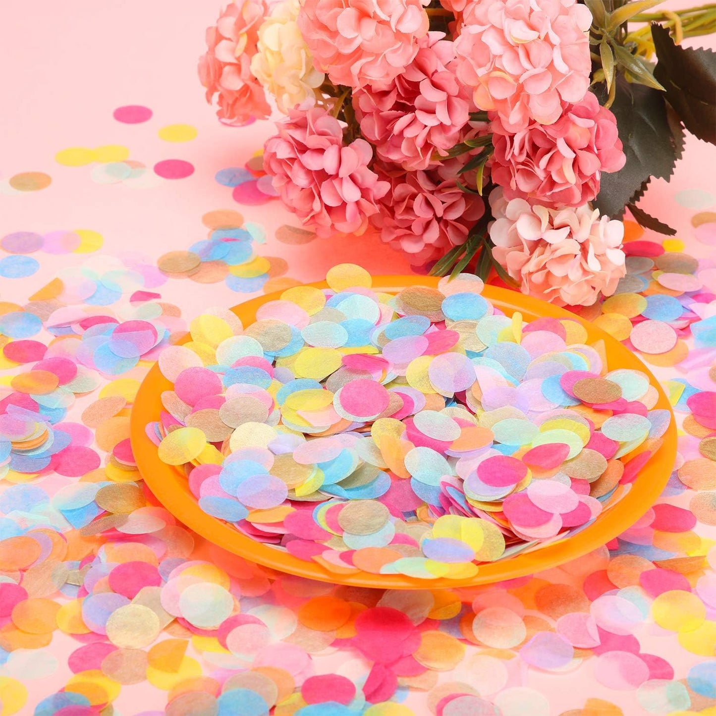 TecUnite Round Tissue Paper Table Confetti Dots for Wedding Birthday Party Decoration, 1.76 oz(Colorful Confetti,1.5 cm)