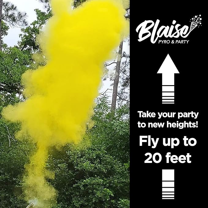 Blaise Pyro & Party - Yellow Powder Poppers - Water-Soluble & Colorful Powder Cannons for Gender Reveals, Birthdays, Weddings & Celebrations - Easy to Use for Memorable Photos - 16-Inch, 2-Pack