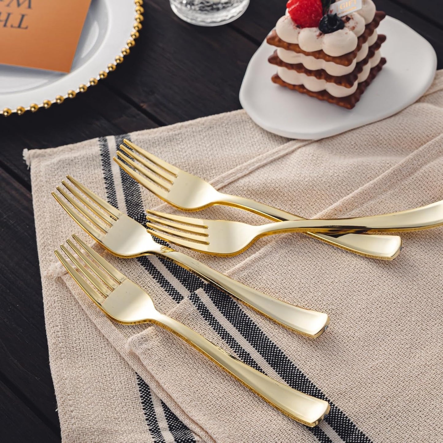 N9R 312PCS Gold Plastic Forks, Solid, Durable and Heavy Duty Plastic Forks, Perfect Utensils for Parties, Weddings and other Formal Events