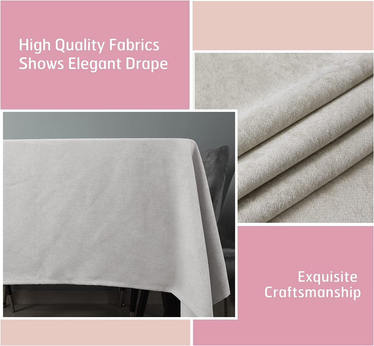 SEASHORE TREE Rectangle Tablecloth Soft-Brushed Fabric Table Cloths 55 x 71 Inch Waterproof Spill-Proof Wipeable Wrinkle Free Dining Table Cover for Buffet Party Wedding Outdoor and Indoor Use, Beige
