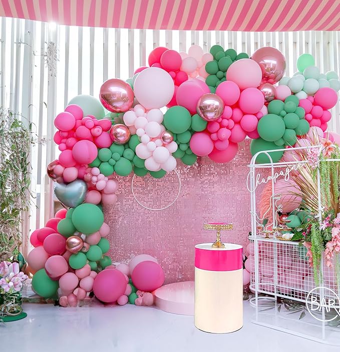 Spring Pink and Green Balloon Garland Arch Kit 151 Pcs with Heart Shape mylar Balloons for Spring Girl Baby Shower Fairy tale wonderlad wildflower baby in bloom theme Birthday Party Decorations