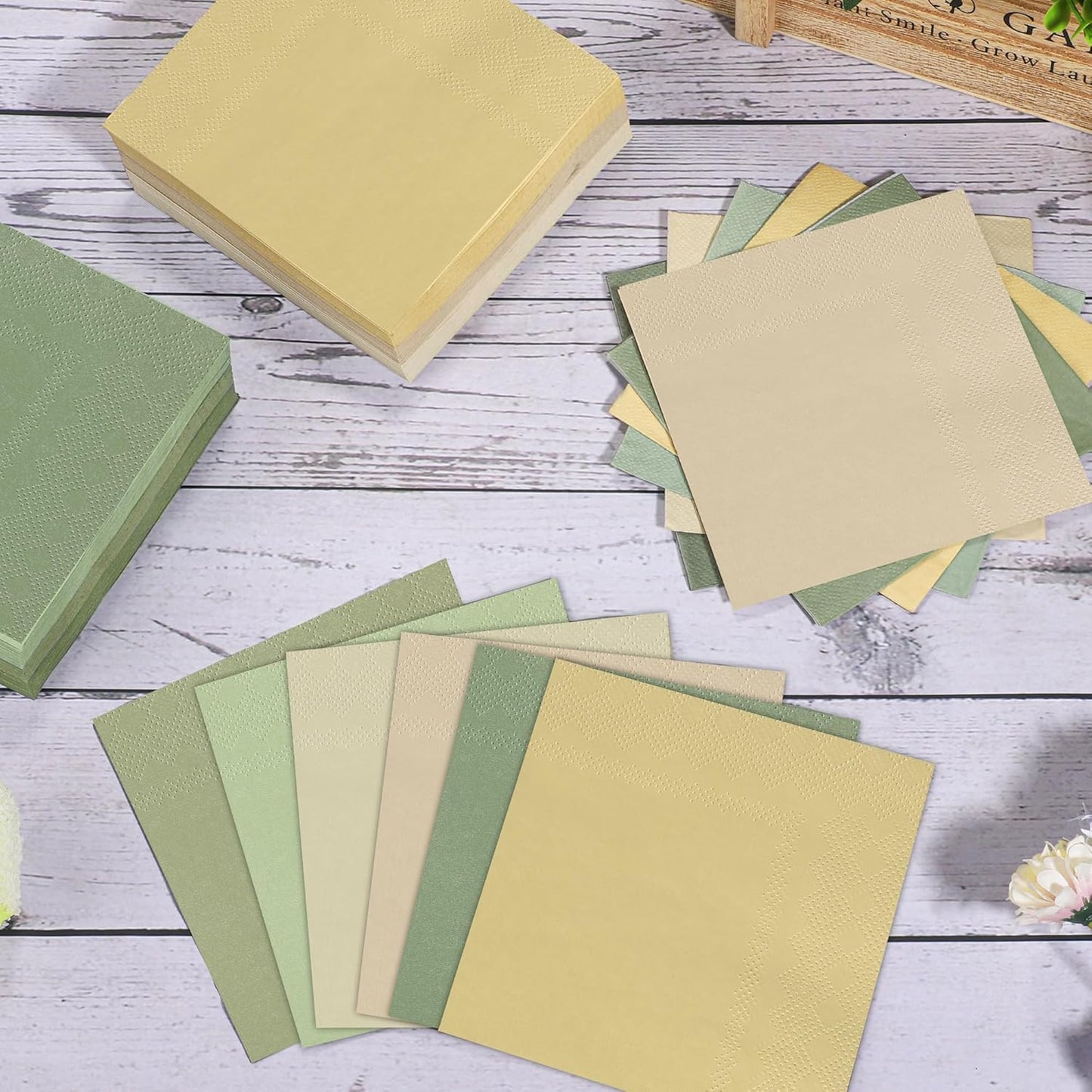 150 Pieces Sage Green Paper Napkins Cocktail Napkin Beverage Luncheon Napkins 2 Ply for Party Favors, 6 Colors