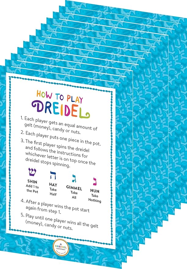 Hanukkah Dreidels 200-Pack Multicolor Plastic Chanuka Draydels with English Transliteration, Includes Dreidel Game Instruction Cards (200-Pack)