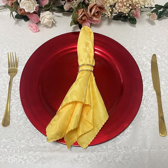 13inch Round Plastic Charger Plates,Set of 8,Charger Plates for Dinner,Wedding,Party,Event Decoration. (Metallic foil Red) …