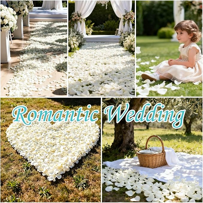 Fortunate Flowers Real White Rose Petals for Flower Girl Basket, 35g/1.2oz Preserved Freeze Real Forever Rose Petals White Flower Petals for Wedding Decor, Proposal, Confetti, Craft