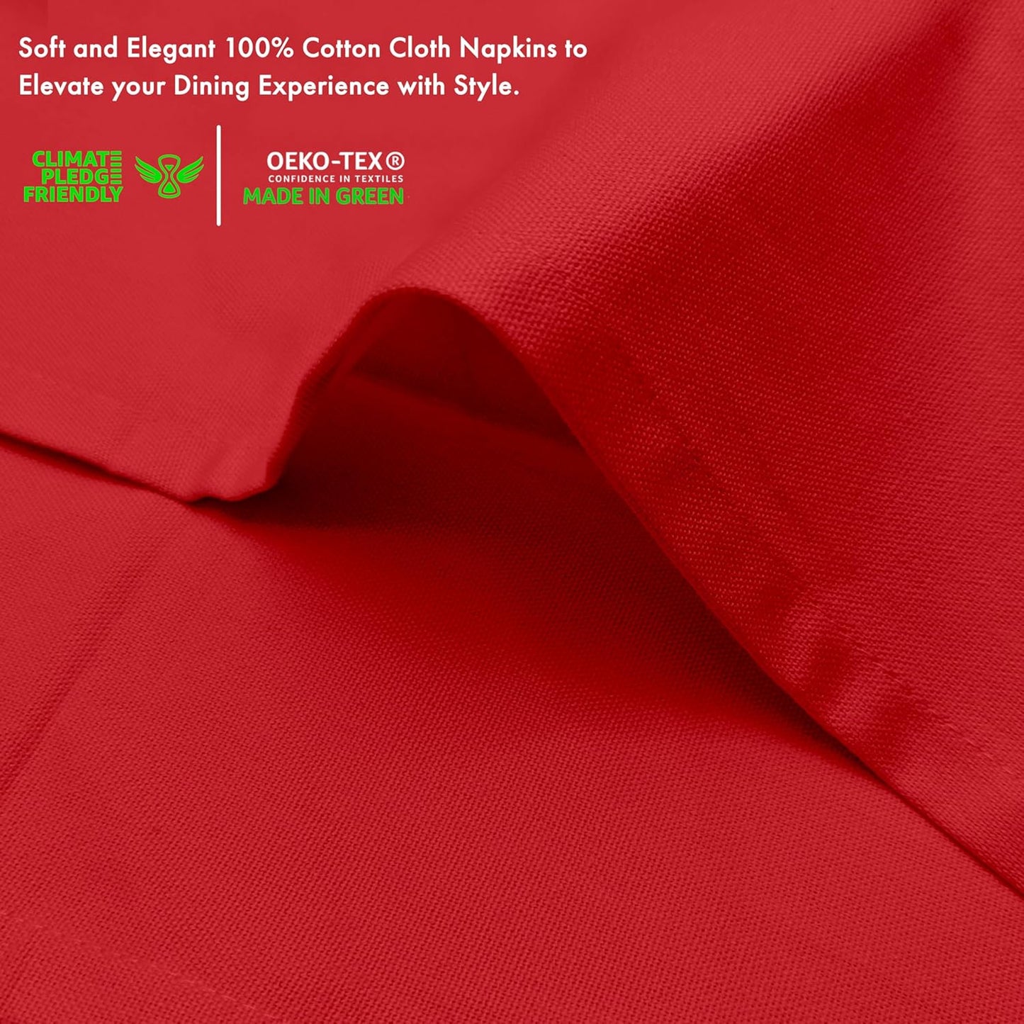 Ruvanti Premium Cloth Napkins Set of 12, 18x18 Inches, 100% Cotton, Washable, Soft & Absorbent, Perfect for Wedding, Christmas, Thanksgiving Dinners - Flame Scarlet
