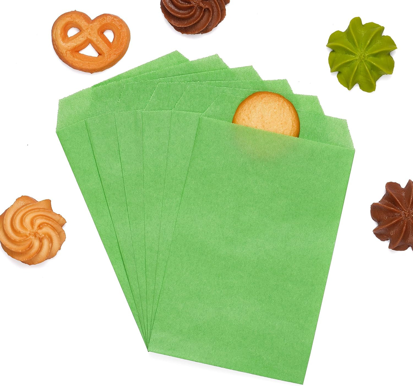 Quotidian Mint Green Flat Medium Greaseproof Paper Bags 4" x 6" (10 x 15.2cm) Pack of 100 - Bakery Candies Soap Wedding Invitation