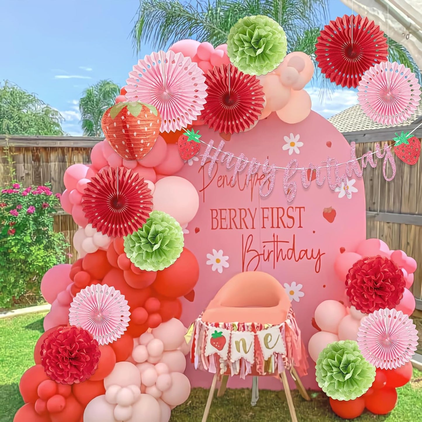 SUNBEAUTY Strawberry Birthday Party Decorations Strawberry Shortcake Birthday Decorations Berry First Birthday Decor Strawberry Themed Deocrations for Birthday Bridal Baby Shower Décor