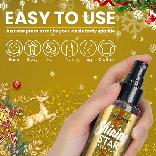 MEICOLY Gold Body Glitter Spray,100ML(3.53OZ),Liquid Glitter Hairspray,Sparkle Hair Spray,Glitter Spray for Hair/Body/Clothes,Body Shimmer for Skin,Lightweight,Long Lasting