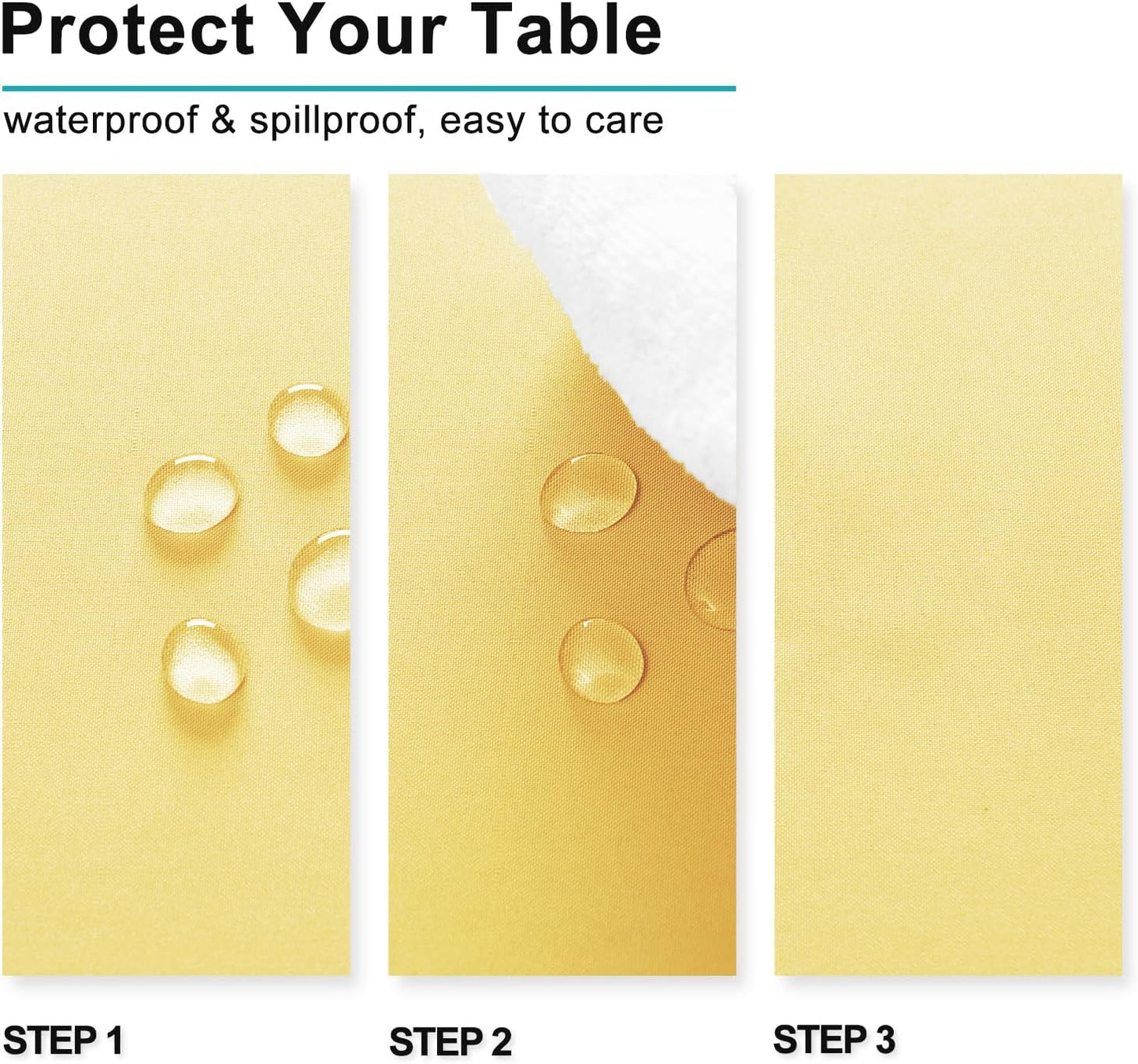 Hiasan Light Yellow Rectangle Tablecloth - Waterproof Washable Polyester Fabric Table Cloth for Buffect Dining Birthday Party Wedding, 54 x 80 Inch
