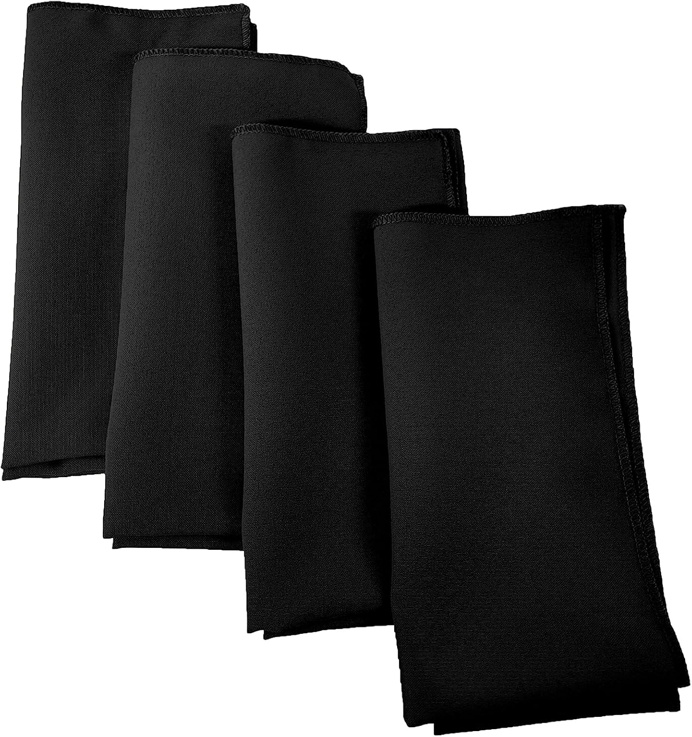 LA Linen 4-Pack Poly Blend Napkins - Soft, Washable, Stain & Wrinkle Resistant - Dinner & Party Napkins - 18x18 - Black