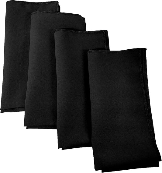 LA Linen 4-Pack Poly Blend Napkins - Soft, Washable, Stain & Wrinkle Resistant - Dinner & Party Napkins - 18x18 - Black