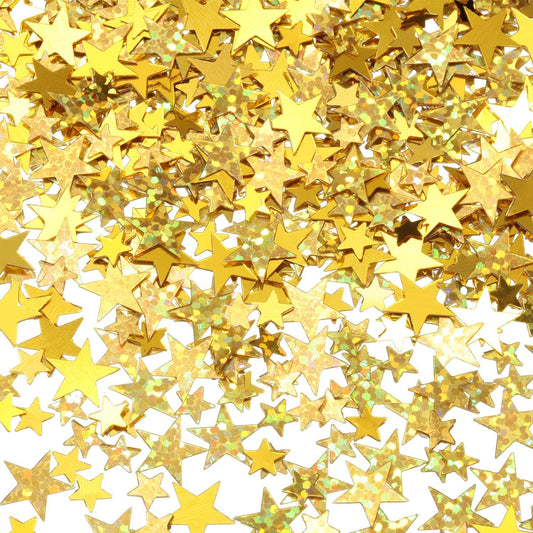 Hestya 60g Star Confetti Glitter Table Confetti Metallic Foil Stars for Christmas Party Wedding Festival Decorations(Glitter Gold Set,10mm and 6mm)