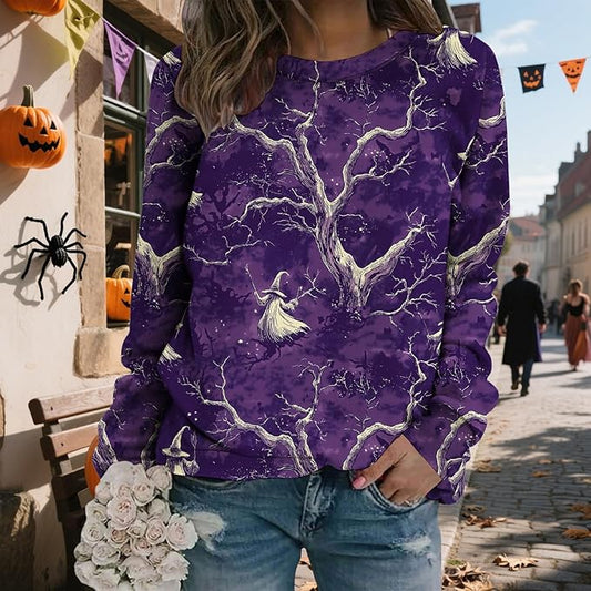 LIZALIG Pullover Cute Sweatshirt Orange Skeleton Fall Festive FunWomens Design Bat Holiday Party Outings Pumpkin Print
