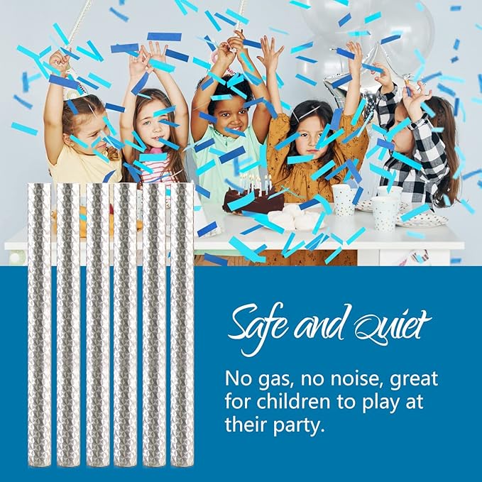BATTIFE It's a Boy, 6Pack Gender Reveal Confetti Wands, Tissue Paper Confetti Flick Flutter Sticks for Baby Boy Born Shower Party Decorations Supplies, Shoot Poppers, 14inch Blue