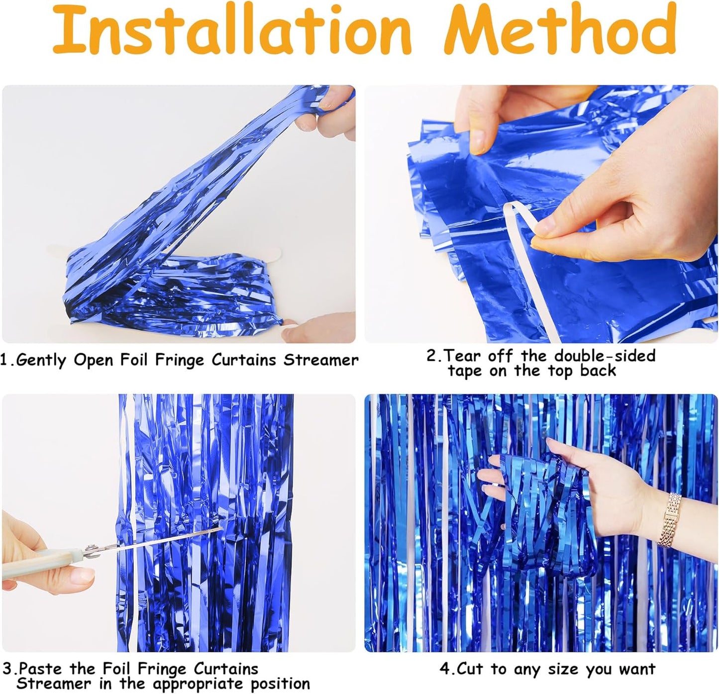 Streamer Party Decorations - 3.28 ft x 6.56 ft Metallic Foil Fringe Curtains Party Streamer Photo Backdrop for Birthday, Wedding, Baby Shower & Holiday Decor