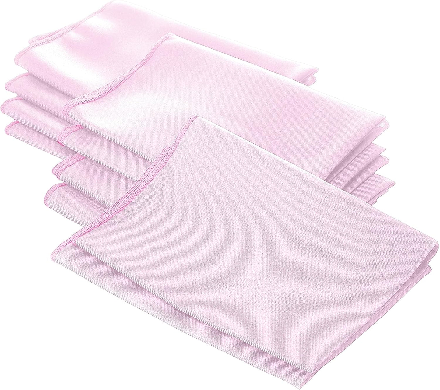 LA Linen 10-Pack Poly Poplin Napkin, Soft Cloth Napkins, Washable Reusable Napkins, Stain and Wrinkle Resistance Table Napkins for Dinner, Wedding, Parties, 18 by 18-Inch, Pink Light