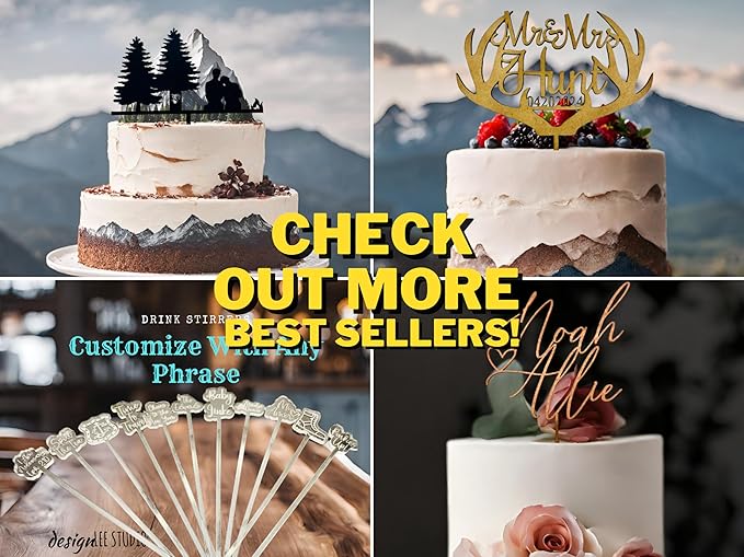 Personalized Happy Birthday Cake Topper Couples Name Cake Topper for Wedding or Engagement Gift Custom Birthday Cake Topper for Any Age Made with Wood & Acrylic
