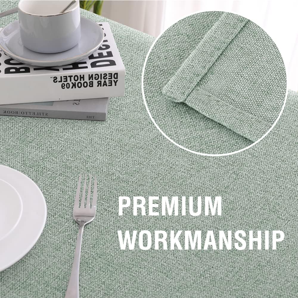 H.VERSAILTEX Linen Textured Tablecloth 60 x 120 Waterproof Decorative Table Cloth Spill-Proof Linen Look Cover for Party Table Extra Soft and Thick Fabric Wrinkle Free, Heather Sage