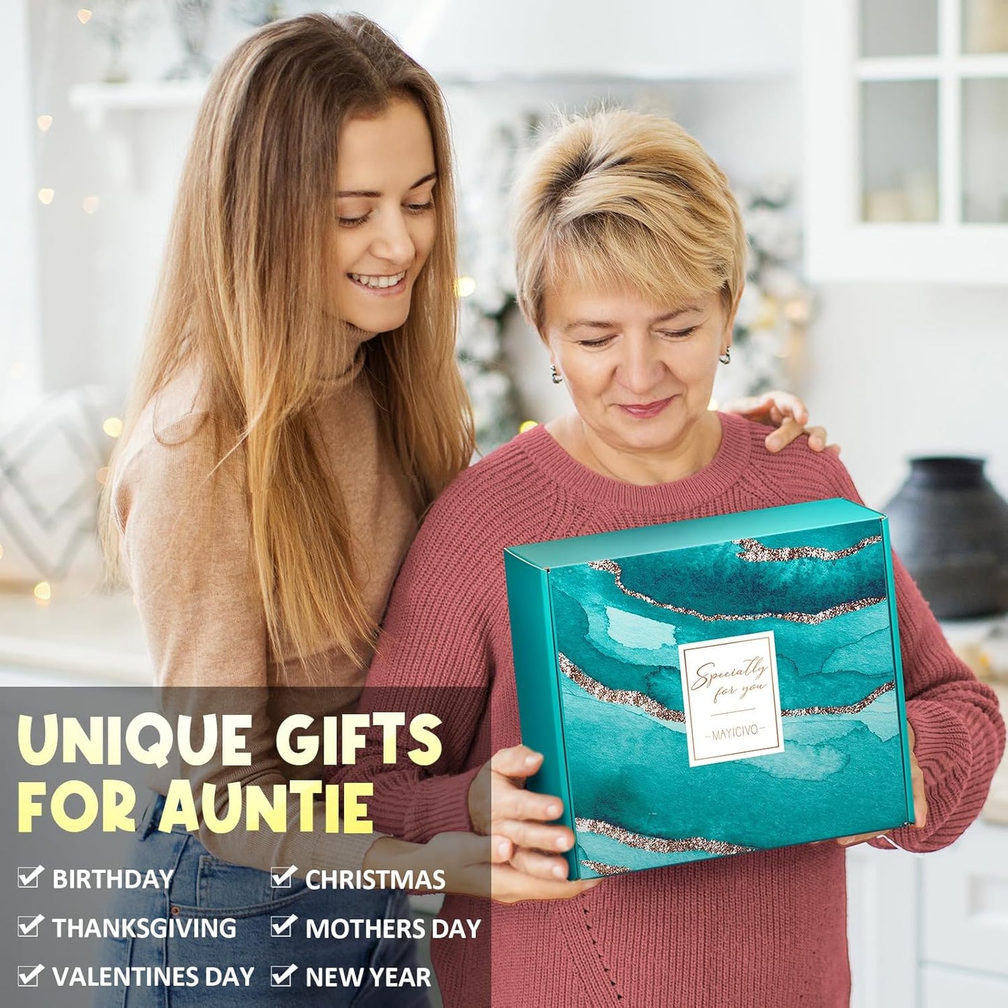 Aunt Gifts from Niece Nephew, Christmas Aunt Gifts for Aunt Auntie Gifts, Best Aunt Ever Gifts Aunt Birthday Gifts Basket for Auntie, Mothers Day Auntie Gifts for Women with Canvas Tote Bag Tumbler