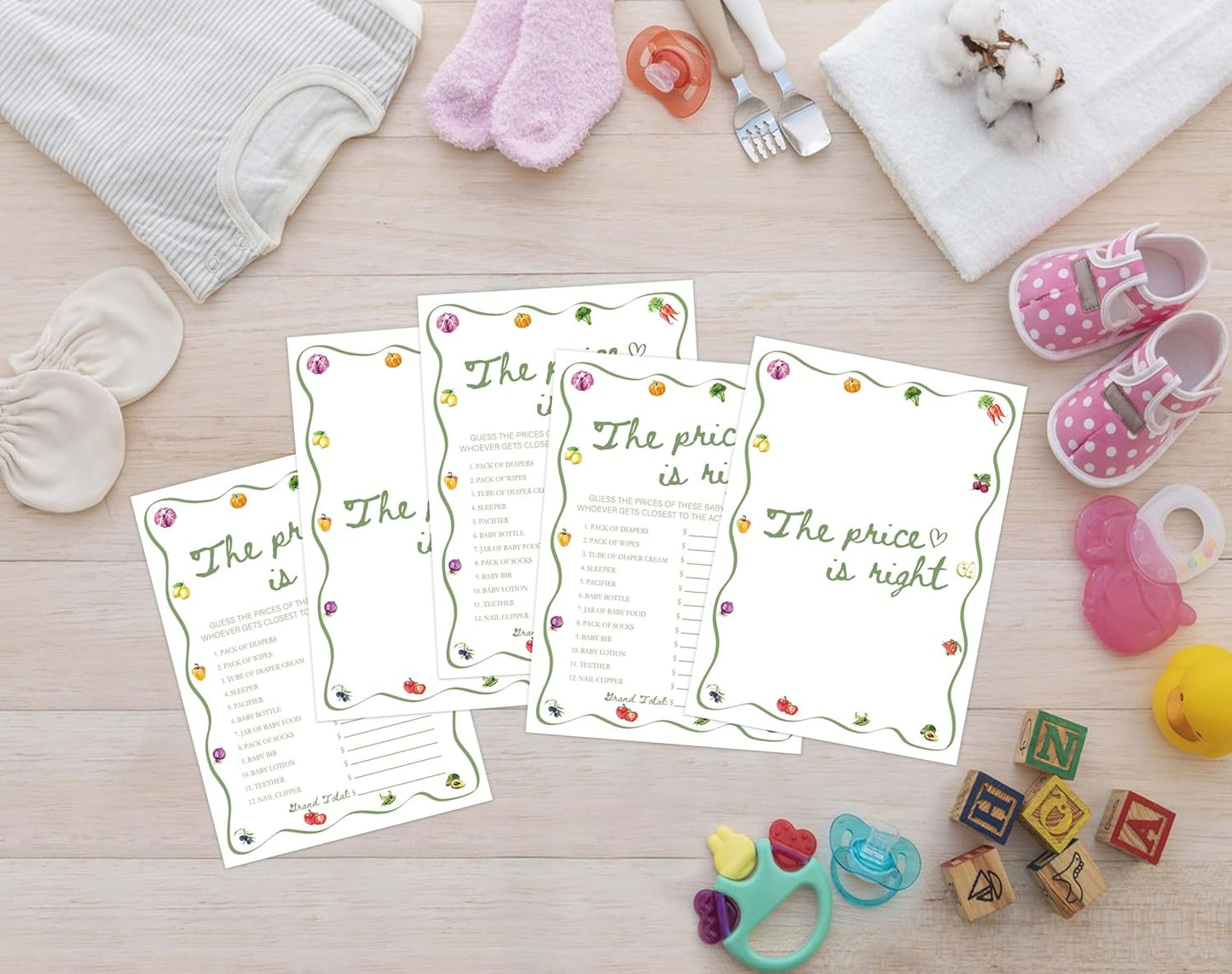 Locally Grown Baby Shower Games, Farmers Market The Price is Right Game for 30 Guests with Game Cards, Gender Reveal, Baby Shower Supplies & Decorations (DV39)