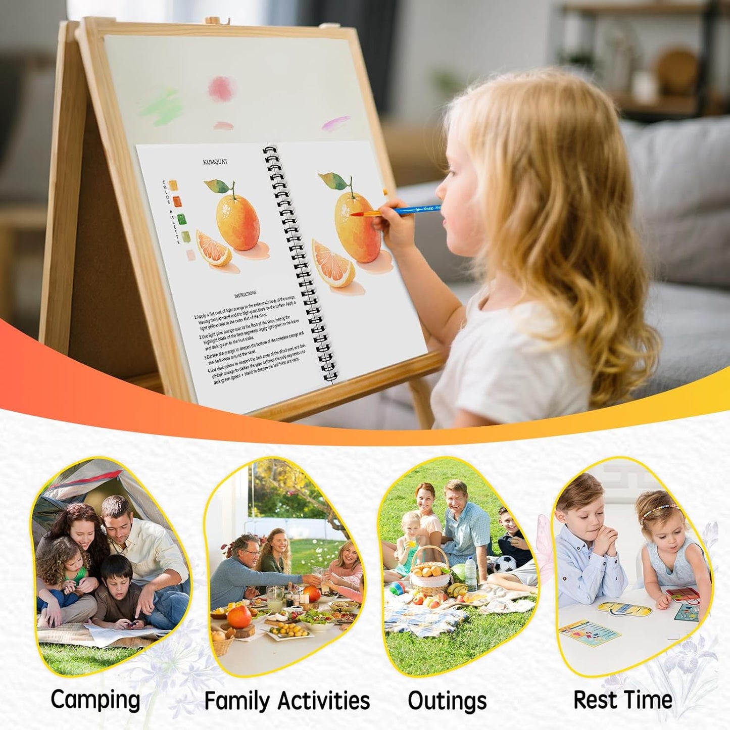 SLWBZ Watercolor Workbooks Coloring Book, Beginner Friendly Painting Kit, Easy Exquisite with Detailed Steps, Creative Exploration Watercolor Book with Paint Set for Adults Teens (Fruits, with Paint)