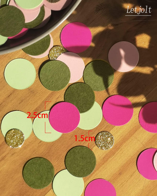 Pink Confetti Glitter Party Table Decorations Confetti Hawaii Girls Party Supplies Golden Green Scatter Paper Craft for Birthday Bridal Baby Shower Wedding Gift Circle Dots Decor 100 Pcs
