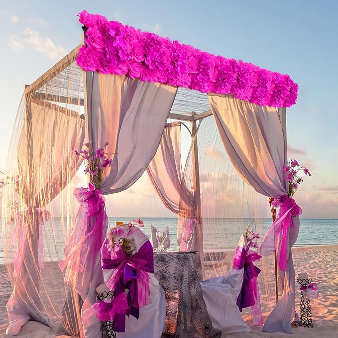Artificial Wedding Arch Flower, Faux Floral Silk Rose Decor Realistic Arch Arrangement for Romantic Wedding Ceremony Reception Backdrop Party Table Decoration(20.9 * 9.4''/53 * 24cm)
