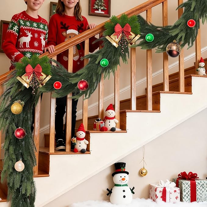 Uguisu 5.6FT Artificial Garlands, Lifelike Norfolk Pine Garlands with Realistic Texture, Artificial Greenery, Indoor/Outdoor Fireplace and Dining Table Decor.