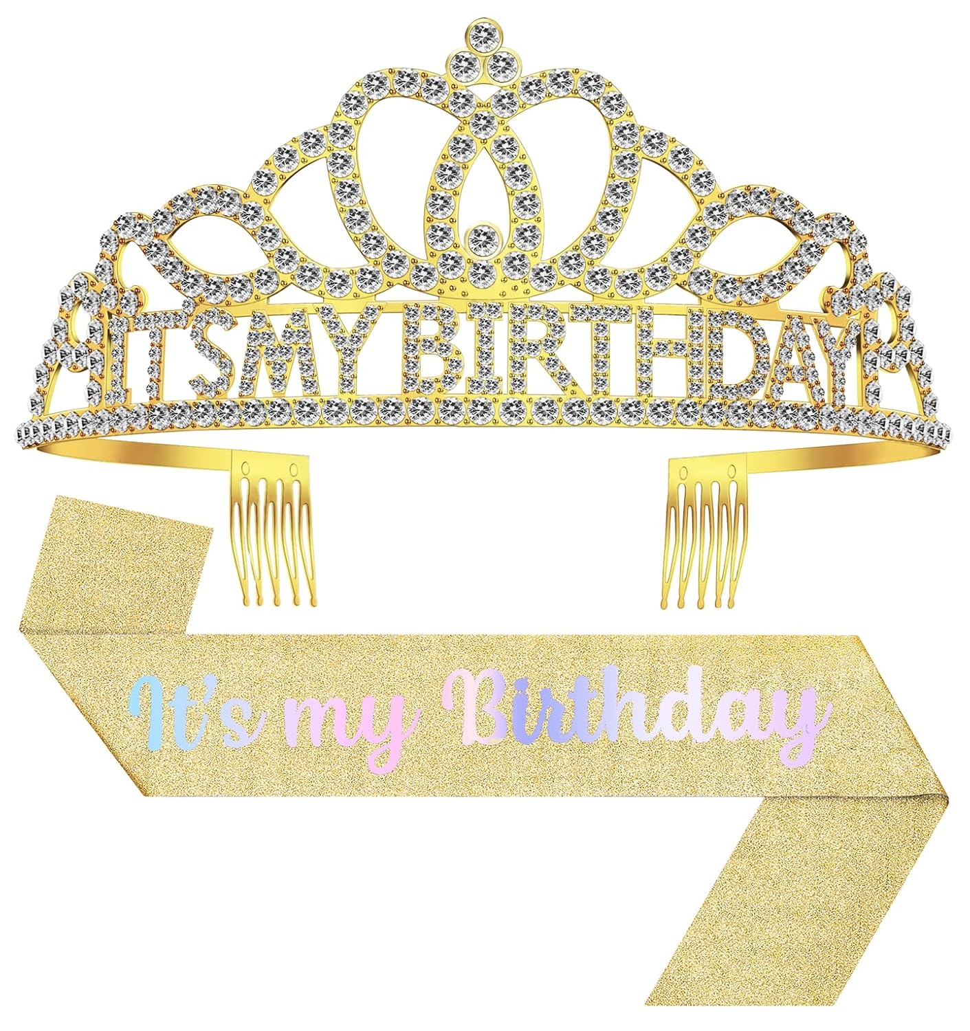 Birthday Tiara and Crown with Sash, Birthday Tiara for Women Party