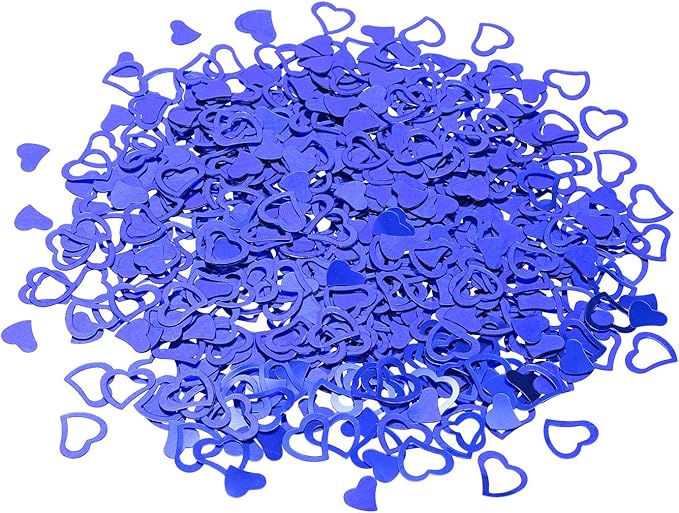 ONLYKXY 1200Pcs Love Heart Shaped Confetti, Table Wedding Decoration, Glitter Confetti for Wedding Party (Blue)